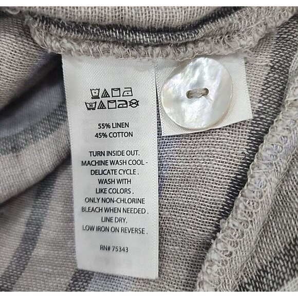 Tahari Jacket Linen Cotton Gauze Open Long Sleeve Pockets Women's Medium - Picture 9 of 9